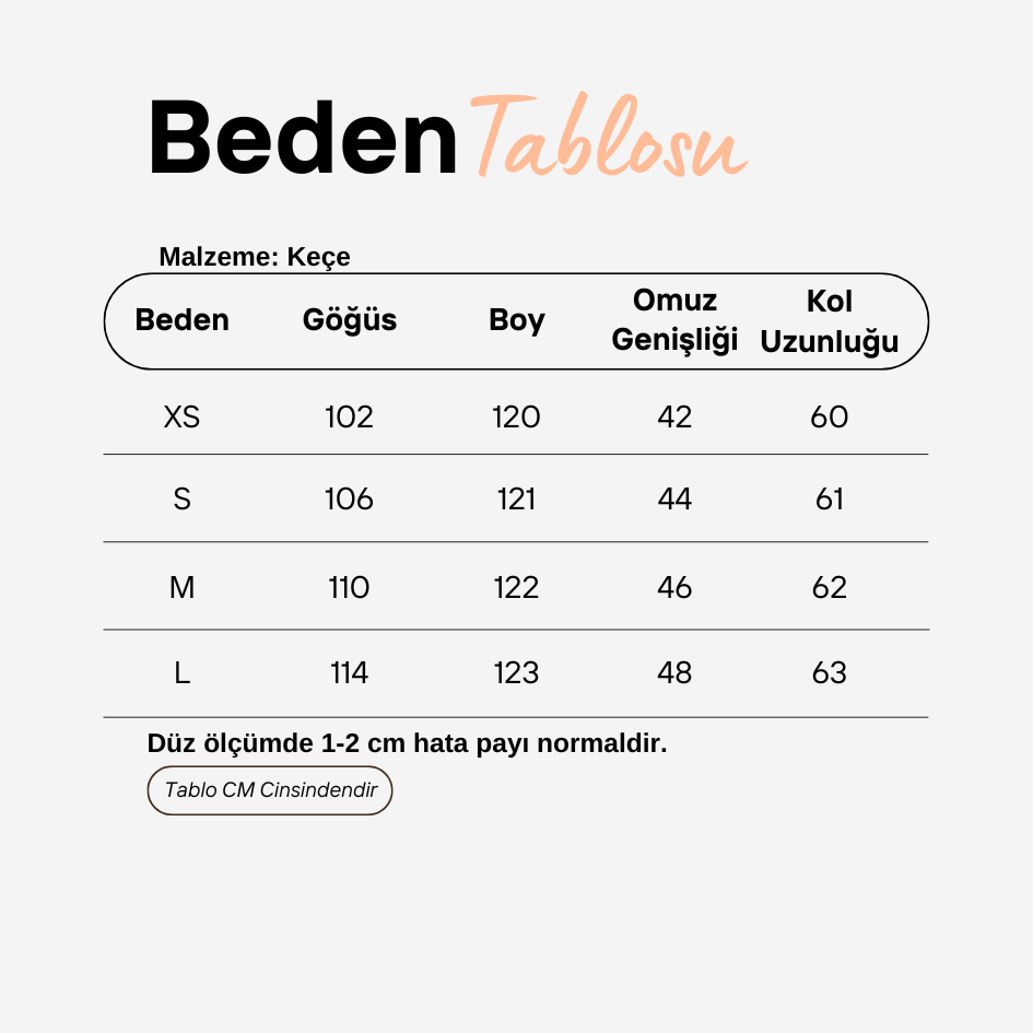 Beden Tablosu