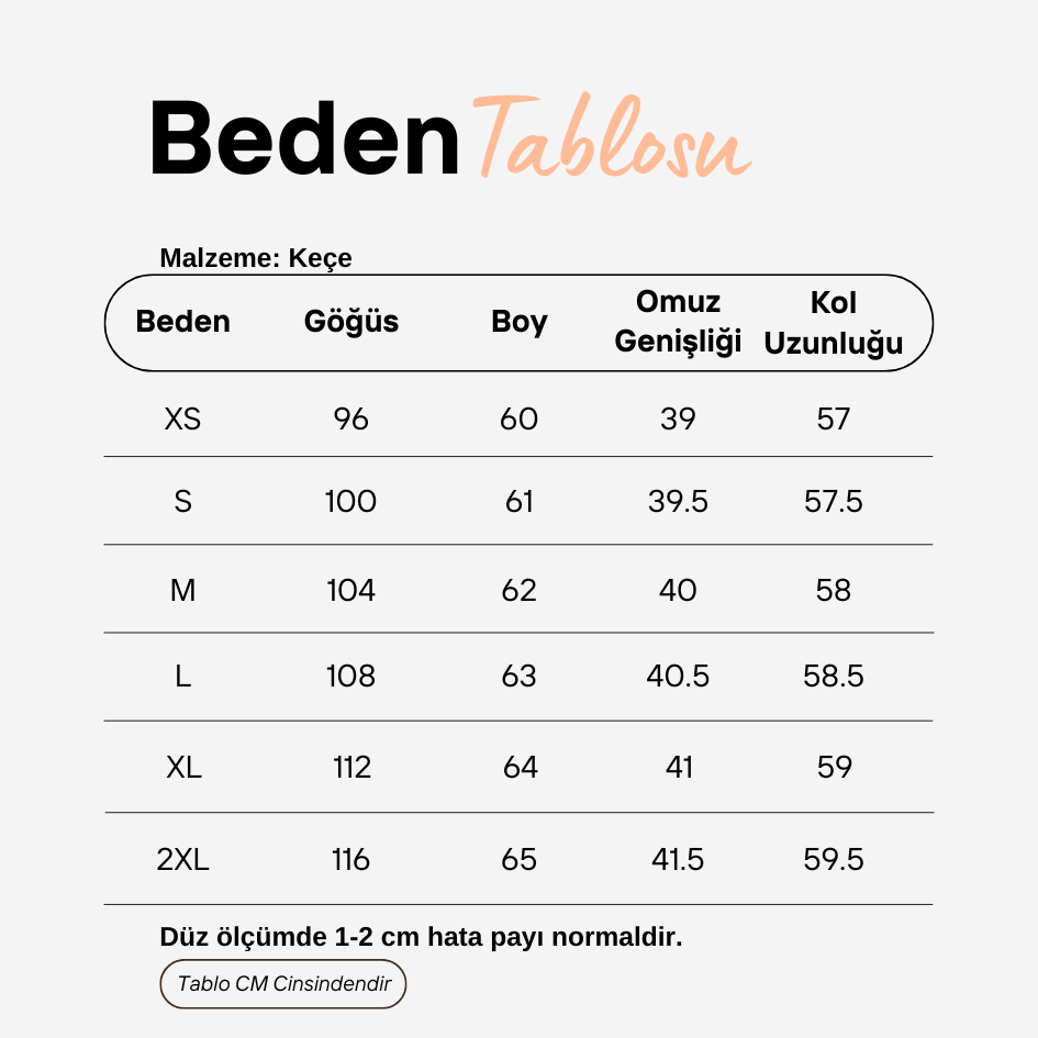 Beden Tablosu