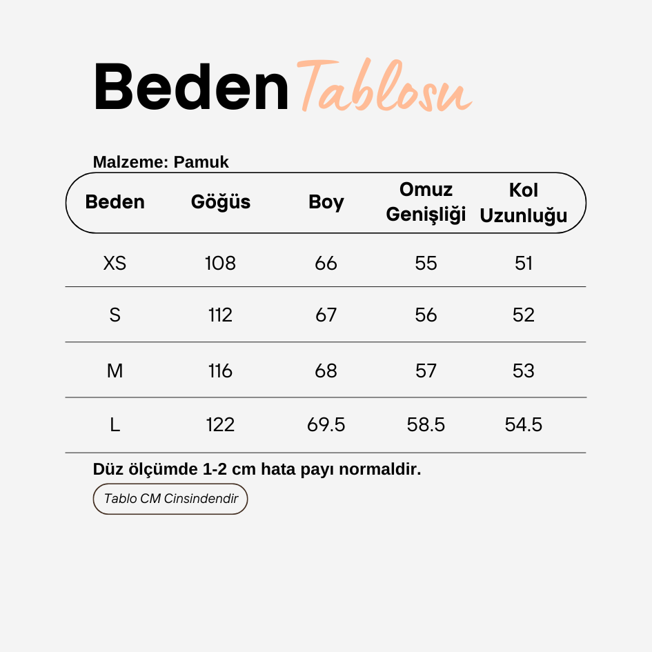 Beden Tablosu